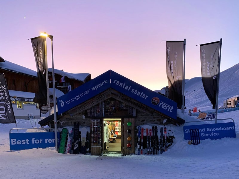 Skiverhuur winkel Burgener Sport in Fiescheralp [direkt neben Luftseilbahn], Fiesch